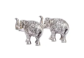Elephant Statue Silver Polish Decorative Showpiece Pack Of 2-thumb4