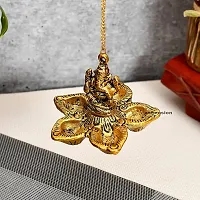 Ganesh wall hanging diya with 5 wicks for home Gold Plated Hanging Diya-thumb1
