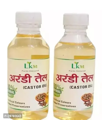 Lkm Cold Pressed Castor Oil 120Ml Each (240 Ml) For Hair Growth, Skin Care ( Organic Arandi Ka Tel) Pack Of 2