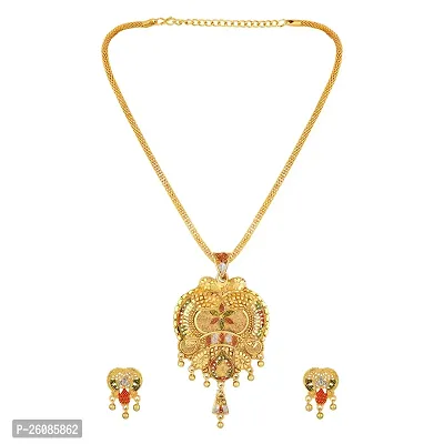 Shimmering Gold Plated Meenakari Work Kundan Chokar Necklace Set For Women-thumb0