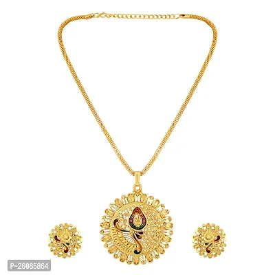 Shimmering Gold Plated Lord Krishna Floral Necklace Set For Women