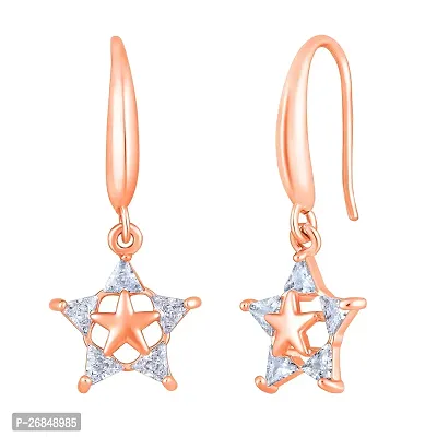 Classy Rose gold Plated Star Shape Dangle Earrings For Women