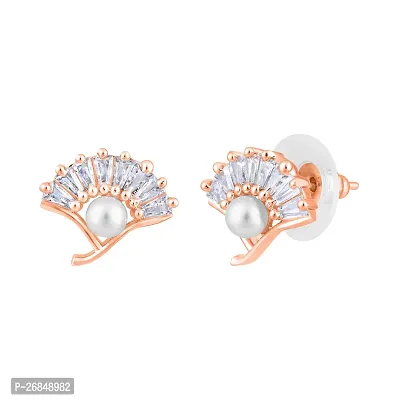 Classy Rose gold Plated American Diamond Studded Earrings For Women-thumb0