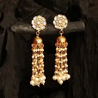 Stefan Gold Plated Kundan Tassel Dangle Earrings (CJ100550)-thumb1