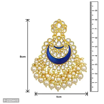 Stefan Blue Meenakari Work Enamel Layered Floral Traditional Neckace set Kundan and Artificial Beads for Women CJ100369BLU-thumb3