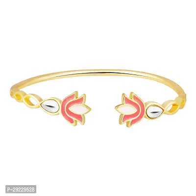 Stefan Light Gold Plated Meenakari Work Pink Bracelet / kada for Women.-thumb0