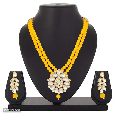Stefan Gold Plated Yellow Kundan Long Necklace Set (CJ100581YELL)-thumb2