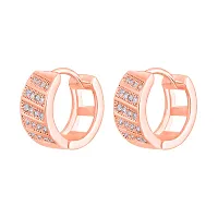 Classy Rose gold Plated American Diamond Hoop Bali Earrings For Women-thumb3