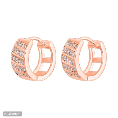 Classy Rose gold Plated American Diamond Hoop Bali Earrings For Women-thumb4