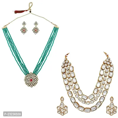 Stefan Combo of Traditional Ethnic Jewelry set with Kundan for Women (NSCO001032)