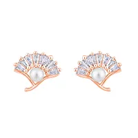 Classy Rose gold Plated American Diamond Studded Earrings For Women-thumb2