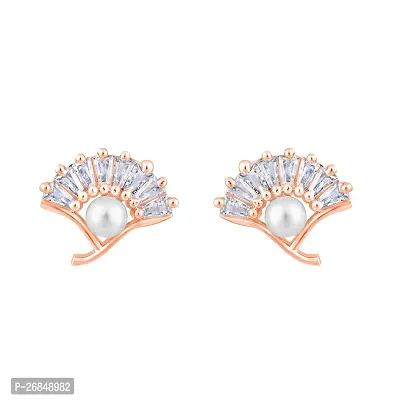 Classy Rose gold Plated American Diamond Studded Earrings For Women-thumb3
