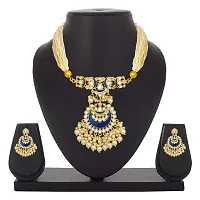 Stefan Blue Meenakari Work Enamel Layered Floral Traditional Neckace set Kundan and Artificial Beads for Women CJ100369BLU-thumb1