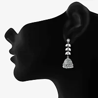 Stefan Traditional Oxidised Plated Wihite Kundan Jhumki Earring For Women CJ100146-thumb4