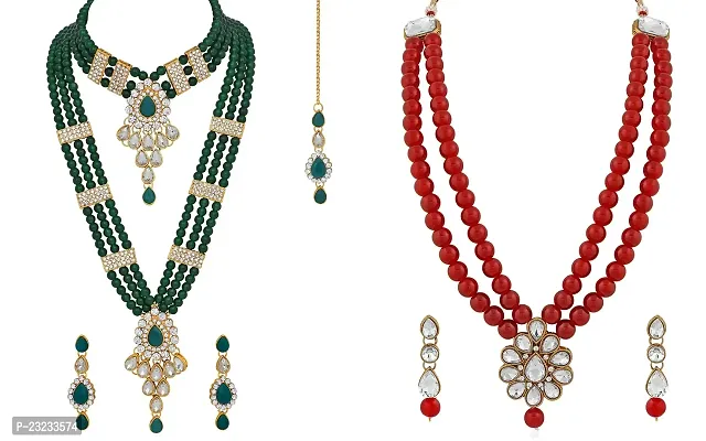 Stefan Combo of Traditional Ethnic Jewelry set with Kundan for Women (NSCO001013)