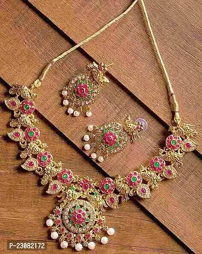 Stefan Traditional Gold Plated Multicolor Kundan Necklace Set for Women CJ100394-thumb0
