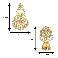 Stefan 2 Pairs of Traditional Ethnic Dangler and Floral Jhumki Earrings Combo with Kundan for Women (ERCO001008)-thumb3