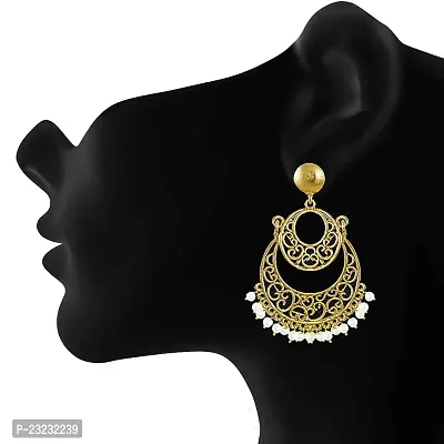 Vanee Traditional Gold Plated Chandbali Pearl Drop Earring For Women CJ100104-thumb5