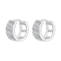 Classy Rhodium Plated American Diamond Bali Earrings For Women-thumb3