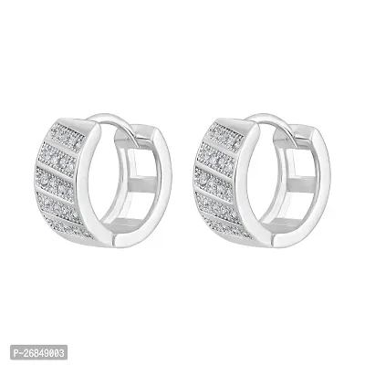 Classy Rhodium Plated American Diamond Bali Earrings For Women-thumb4