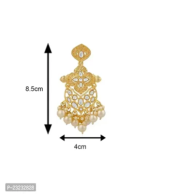 Stefan Ethnic Gold Plated White Kundan Dangler Earring For Women CJ100201-thumb4