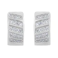 Classy Rhodium Plated American Diamond Bali Earrings For Women-thumb2