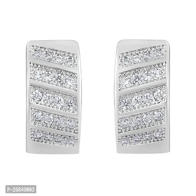 Classy Rhodium Plated American Diamond Bali Earrings For Women-thumb3