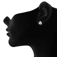 Classy Rhodium Plated Circular Leaf Shape Stud Earrings For Women-thumb1