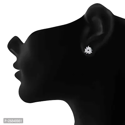 Classy Rhodium Plated Circular Leaf Shape Stud Earrings For Women-thumb2