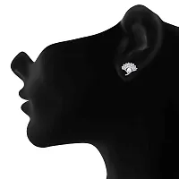 Classy Rhodium Plated Triangular Shaped Stud Earrings For Women-thumb1