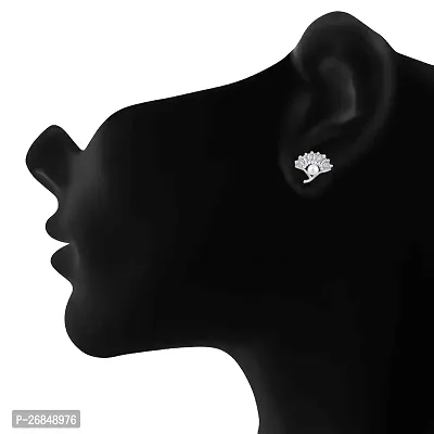 Classy Rhodium Plated Triangular Shaped Stud Earrings For Women-thumb2