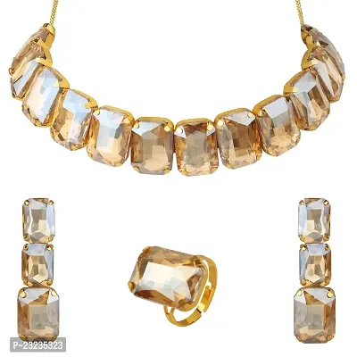 Stefan Big Brown Stone Choker Jewelry Set (CJ100600LCT)-thumb0