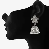 Stefan Rhodium Plated Traditional Ethnic Jhumka Earrings for Women (CJ100228)-thumb1