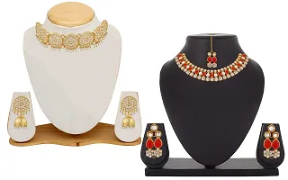 Stefan Combo of Traditional Ethnic Choker Necklace set with Kundan for Women (NSCO001016)-thumb1