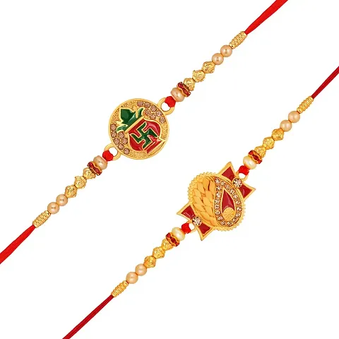 Stefan Combo of 2 Swastik Oval Shape Rakhi for Brother (RACO001001)