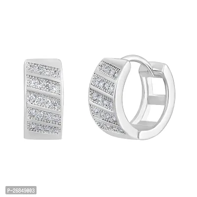 Classy Rhodium Plated American Diamond Bali Earrings For Women