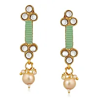 Stefan Traditional Floral Kundan  Green Beads Layered Choker Necklace Jewellery Set for Women (CJ100261GRN)-thumb3