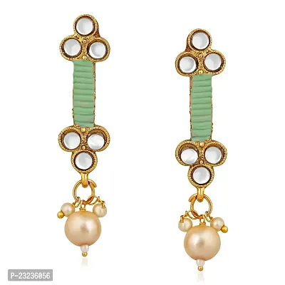 Stefan Traditional Floral Kundan  Green Beads Layered Choker Necklace Jewellery Set for Women (CJ100261GRN)-thumb4