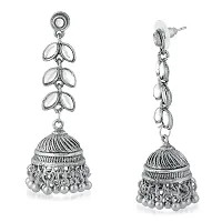 Stefan Traditional Oxidised Plated Wihite Kundan Jhumki Earring For Women CJ100146-thumb1