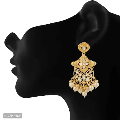 Stefan Ethnic Gold Plated White Kundan Dangler Earring For Women CJ100201-thumb2