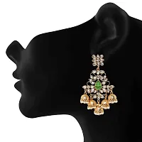 Vanee Traditional Dangler Big Jhumki Earrings with Green Kundan for Women (CJ100117Gre)-thumb1