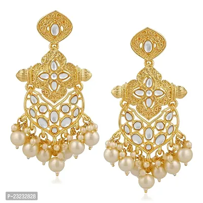 Stefan Ethnic Gold Plated White Kundan Dangler Earring For Women CJ100201-thumb0