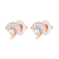 Classy Rose gold Plated American Diamond Studded Earrings For Women-thumb3