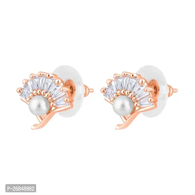 Classy Rose gold Plated American Diamond Studded Earrings For Women-thumb4