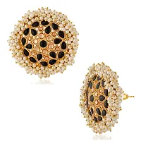 Stefan Traditional Gold Plated Black Kundan Circular Stud Earring For Women CJ100137BLK-thumb1