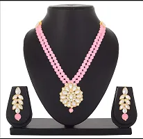 Stefan Gold Plated Pink Kundan Long Necklace Set (CJ100581PINK)-thumb1