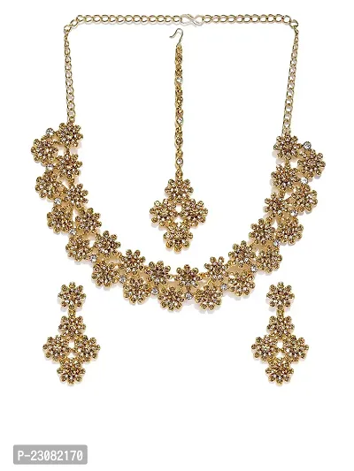 Stefan Traditional Gold Plated Brown Kundan Necklace set for Women CJ100393
