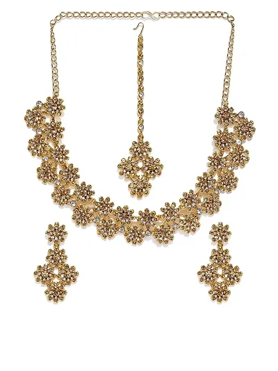 Stefan Traditional Plated Kundan Necklace set for Women CJ100393