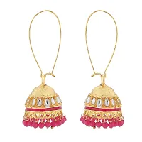 Stefan Traditional Ethnic Kundan and Meenakari Work Long Jhumki Earrings for Women CJ100273-thumb2