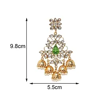 Vanee Traditional Dangler Big Jhumki Earrings with Green Kundan for Women (CJ100117Gre)-thumb2